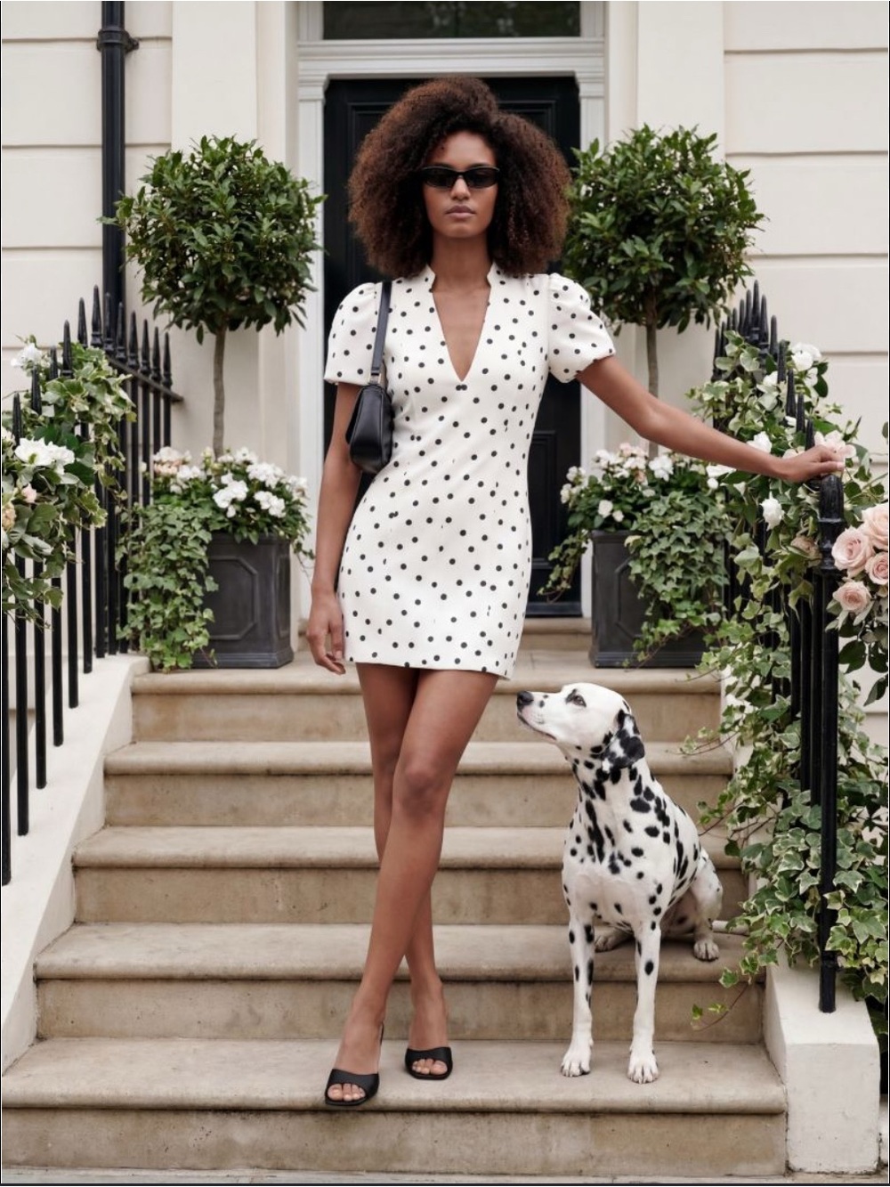 Zara White Mini Dress with Black Polka Dots